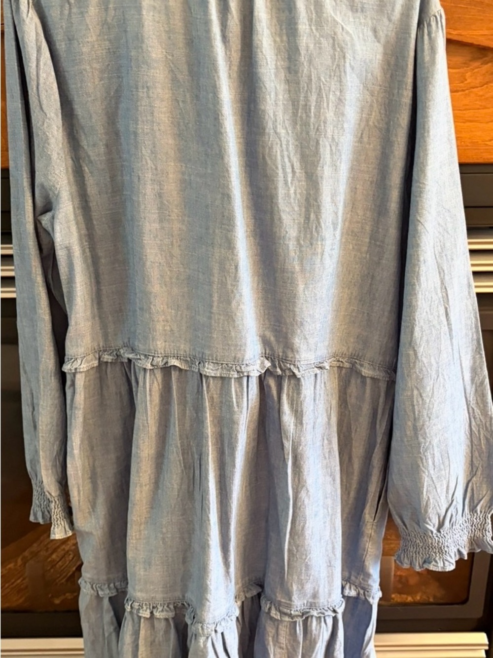 J. Crew Light Blue Tiered Long-Sleeve Dress